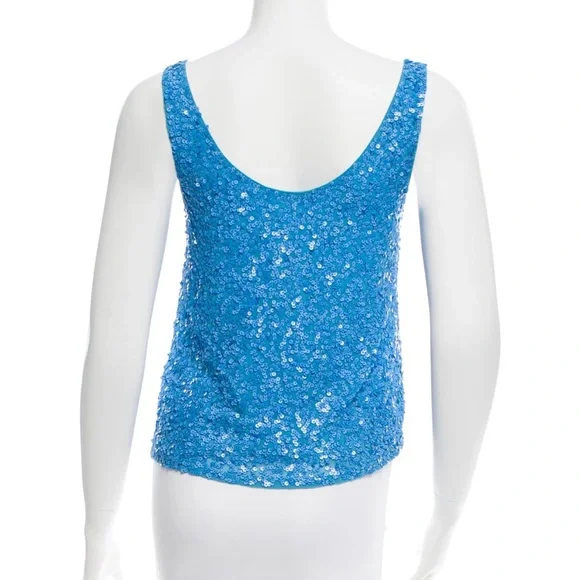 Alice + Olivia Blue Sequin Tank Top - Size XS - Picture 4 of 7